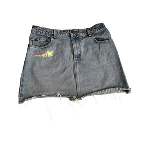 VTG Distressed‎ Polo Ralph Lauren Zoe Embroidered Mini Denim Jean Skirt Size 12
